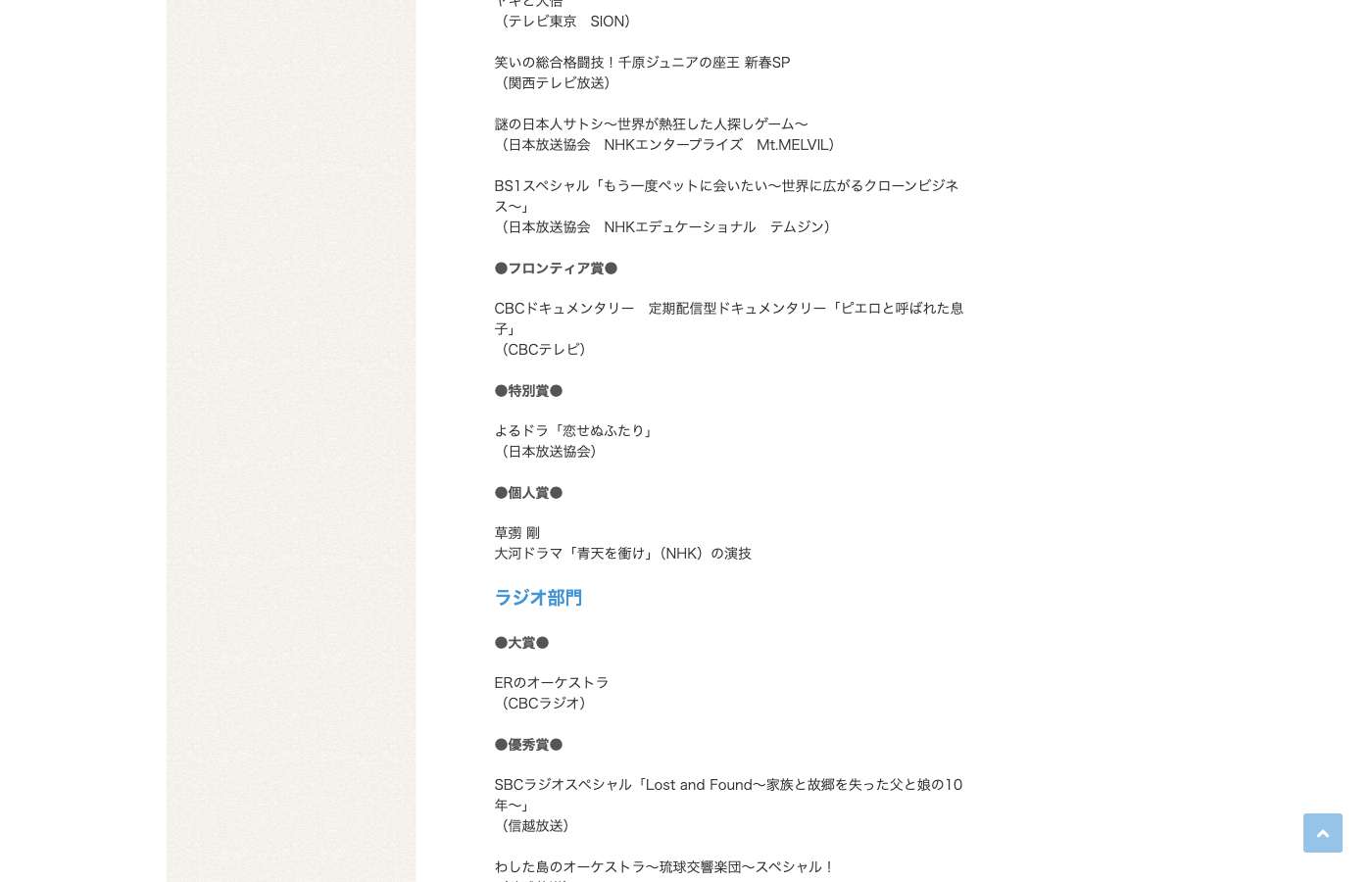 59th Galaxy Award winners page: ●特別賞● よるドラ「恋せぬふたり」（日本放送協会）.