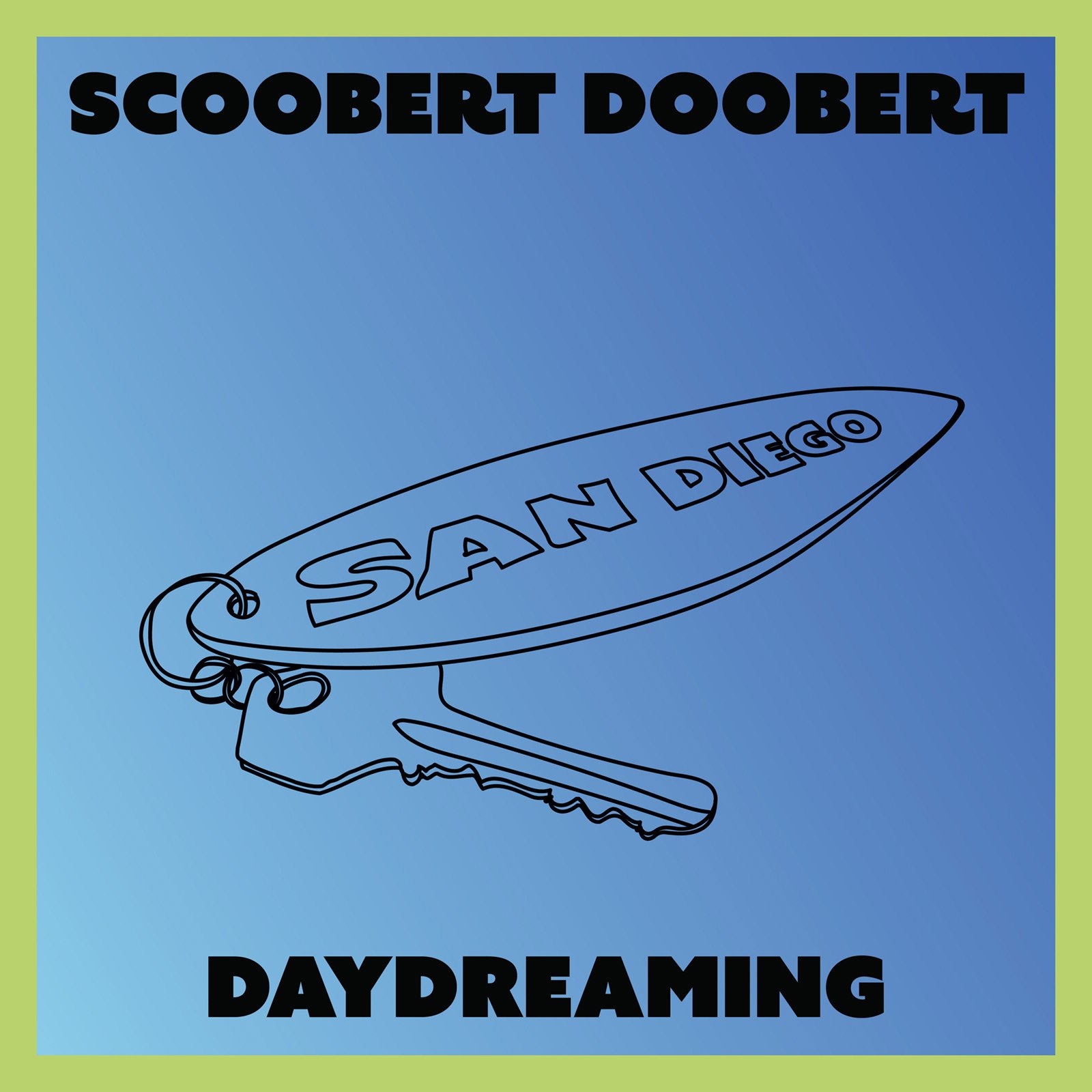 Cover for daydreaming. A keychain and a tag reading San Diego.