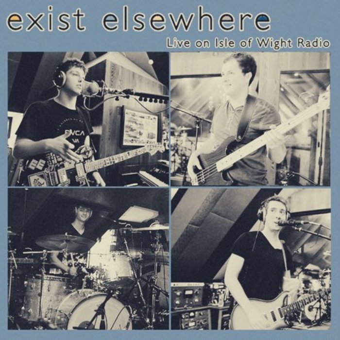 Cover for Live on Isle of Wight Radio. Four black-and-white photos of the band in the studio, under the name and title.