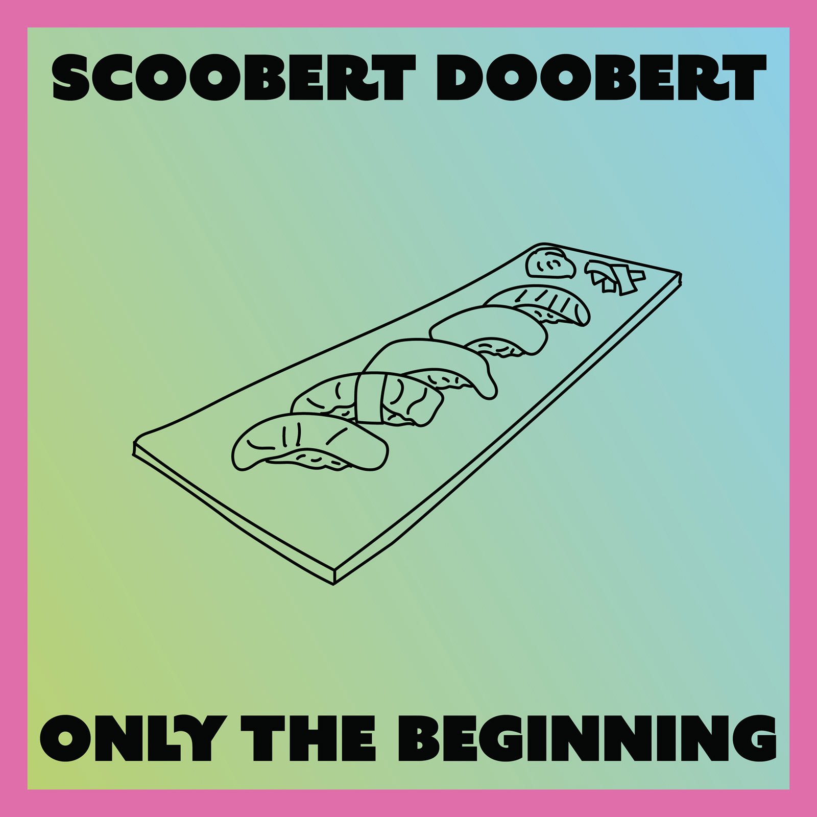 Cover for only the beginning. A line drawing of shrimp nigiri.