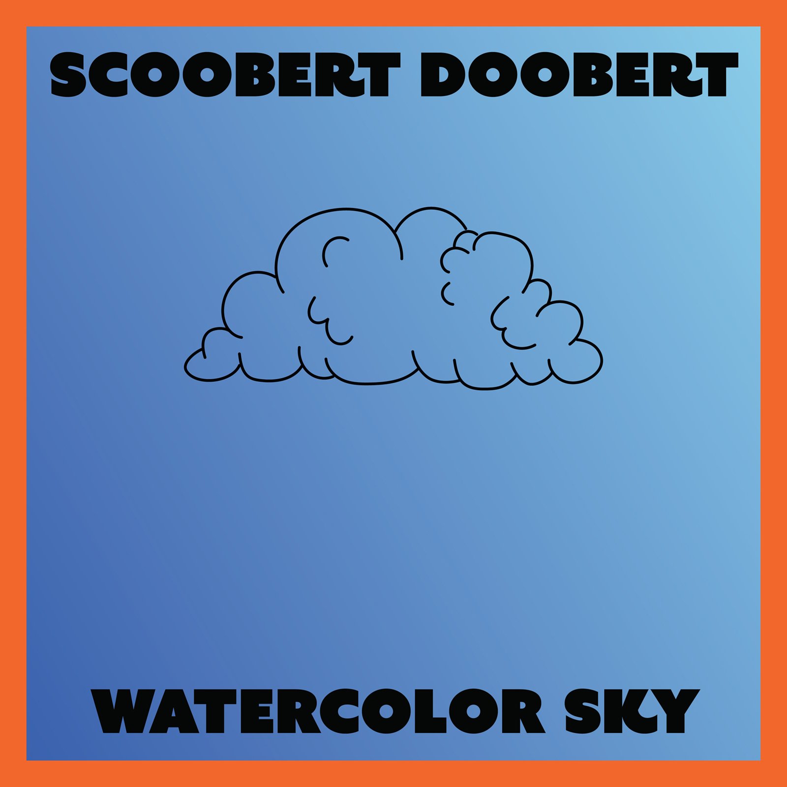 Cover for watercolor sky. A cloud outline on a blue field.