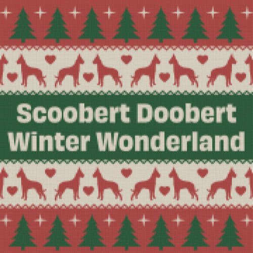 Cover for Winter Wonderland. A knitted sweater with trees, dogs, and the title.